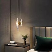 abordables Suspension-suspension en verre postmoderne à LED 2 lumières tête de lit en cuivre lustre suspendu luminaires suspension 110-240v