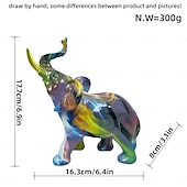 levne Sochy-pryskyřice barevná socha slona, barevné umění sochy slona barevná výzdoba slona feng shui ornament sloni socha zvířat do kuchyně kancelářská police domácí dekorace, pro domácí kancelář desktop pokoj