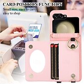 economico Cover Samsung-telefono Custodia Per Capovolgi Z 6 Z Flip 5 Z Flip 4 Z Flip 3 Per retro con cordino Slot per schede Fibbia ad anello Retrò TPU pelle sintetica