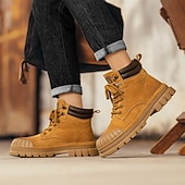 baratos Botas de trabalho-Homens Botas Botas de trabalho Couro Premium Confortável Antiderrapante Com Cadarço Amarelo Cáqui