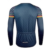 economico Maglie da uomo-maglia da ciclismo da uomo manica lunga top da bici con 3 tasche posteriori cinturino antiscivolo asciugatura rapida strisce riflettenti tasca posteriore abbigliamento sportivo stampato in 3d