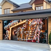 Christmas Door Decorations Outdoor Garage Door Cover Xmas Tree Banner Farmhouse Large Christmas Backdrop for Holiday Outdoor Garage Door Home Wall Decorations 41