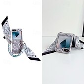 Недорогие Чехлы для Samsung-телефон Кейс для Назначение Z-флип 6 Z Flip 5 Z Flip 4 Кейс на заднюю панель со стендом с ремешком на запястье Защита от удара Ретро текстильный ТПУ