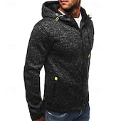 economico felpe con cappuccio da uomo di base-Per uomo Felpa con cappuccio e zip Felpa con cappuccio a zip intera Felpa con cappuccio in pile Nero Blu Grigio chiaro Con cappuccio Liscio Zip Up Tasche Sportivo Giornaliero Per eventi Poliestere