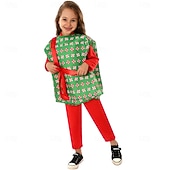 billiga Barnkostymer-julklapp Candy Cane Kläder Finkostym Julkostym Pojkar Flickor Cosplay kostym Barn Jul Nyår julafton Jul Fest Väst