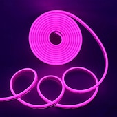 voordelige Neon LED-verlichting-5m waterdichte led neon buislamp, flexibele stripverlichting enkele kleur voor binnen en buiten decoratief 12v eu/uk/us/au stekker