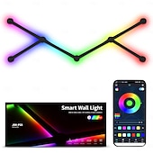 Недорогие Умный ночной свет-RGB светодиодные умные светильники игровые линии света Bluetooth приложение музыкальная синхронизация домашнего стенового креативного освещения световые панели с 24-кнопочным RF пультом управления