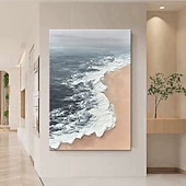 cheap Landscape Paintings-Mintura Handmade Beach Scenery Oil Paintings On Canvas Modern Wall Art Room Decoration Abstract Picture For Home Decor Rolled Frameless Unstretched Painting