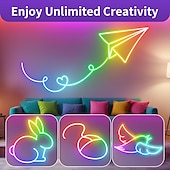 voordelige Neon LED-verlichting-RGB led neon touwlicht, 1,6-16ft USB 5V kleurveranderende stripverlichting met app- en muziekbediening, IP65 waterdicht voor slaapkamer- en feestdecoratie 1 st.