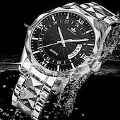 baratos Relógios Quartz-novo relógio masculino moderno de negócios com vidro reforçado com minerais e calendário luminoso com display multifuncional à prova d&#039;água esportivo
