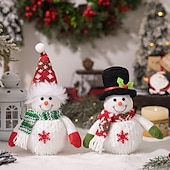 abordables Lumières de Noël-Figurine en peluche de bonhomme de neige de Noël illuminée, décoration de fenêtre de table à LED pour la décoration intérieure des vacances, accent de fête de cuisine à domicile de Noël d&#039;hiver