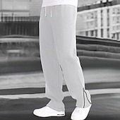 preiswerte Sweatpants-Herren Jogginghose Trainingshose Jogginghose Jogger Hose Hosen Jogginghose mit geradem Bein Ausgestellte Jogginghose Kordelzug Elastische Taille Bein mit Reißverschluss Glatt Komfort Warm In voller