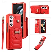 economico Cover Samsung-telefono Custodia Per Z Fold 5 Z Fold 4 Z Fold 3 Per retro con cordino con cinturino da polso Slot per schede Retrò TPU pelle sintetica