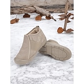 abordables Botas de nieve e invierno-Zapatos de invierno acolchados sin cordones para mujer: botas casuales impermeables y acogedoras con forro de piel para clima frío