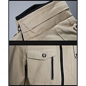 cheap Cargo Jackets-Men's Trucker Jacket Bomber Jacket Casual Jacket Work Jacket Outdoor Daily Wear Wearable Pocket Spring &amp;  Fall Plain Fashion Streetwear Standing Collar Short Black Burgundy Navy Blue Khaki Army Green