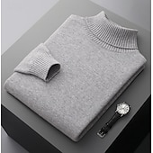 billiga Herrarnas Elite Tröjor &amp; Koftor-Herr Polotröja Sticka Ensfärgat Polokrage Stickat Elegant Jul Utomhus Kläder Höst Vinter Svart Vit S M L