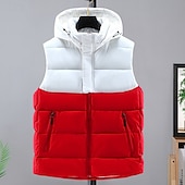 economico Gilet-Per uomo Gilet imbottito Imbottito Gilet Gilet trapuntato Giornaliero Appuntamento Da mare Di tendenza Informale Autunno inverno Tasche Poliestere Tenere al caldo Comodo Tinta unica Cerniera Con