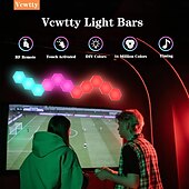cheap Smart Lights-LED Smart Light Hexagonal LED Remote Control Wall Light, Modular Touch Color DIY Lighting for Bedroom, Bathroom, Living Room, Parties and Holidays 6-10 Piece Set