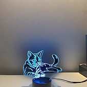 economico Luci notturne 3D-luce notturna a led 3d usb, lampada illusione di gatto che cambia colore a 7 colori, luce notturna con controllo touch, decorazione perfetta e regalo per gli amanti dei gatti