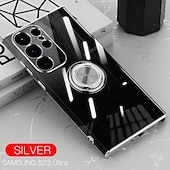 abordables Carcasas Samsung-Funda para S24 S24 Ultra Plus S24 FE S23 S23 Ultra S23 Plus S25 Ultra Cubierta trasera soporte de anillo a prueba de golpes retro TPU PC