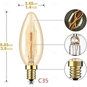 levne LED svíčky-10ks vintage edison svíčkové žárovky, 40w e14 c35 stmívatelné dekorativní retro světla - ac 220-240v