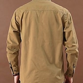 abordables camisas occidentales de los hombres-Hombre Color sólido Cowboy Camisas de trabajo camisa occidental Camisa cargo Manga Larga Vintage Casual Táctico Deporte Noche Invierno Primavera &amp; Otoño Cuello Vuelto Estampado Verde Ejército Caqui