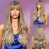 voordelige Synthetische trendy pruiken-Synthetische pruiken Gekruld Golvend Strakke pony Met pony Machinegemaakt Pruik 66.0 cm Blond Synthetisch haar Dames Schattig Cosplay Feest Blond
