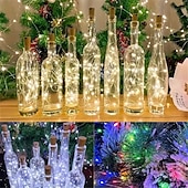 cheap Solar String Lights-2M Solar String Lights, 20 LEDs Wine Bottle String Lights, Warm White, RGB and Waterproof for Christmas &amp; Wedding Decorations 5pcs Set