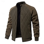 halpa Miesten takit-Miesten Bombertakki Fleecetakki Pehmustettu Rento / arki Vintage-tyyli Syystalvi Väripalikka Vapaa-aika Pystykaulus Normaali Kameli Aprikoosi Musta Armeijan vihreä Harmaa Jackets