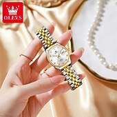 economico Orologi al quarzo-Nuovo regalo per la Festa della Mamma Olevs Olevs brand orologio da donna alla moda con cinturino in acciaio calendario luminoso con diamanti orologio semplice per il tempo libero orologio sportivo