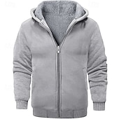 economico felpe in pile-Per uomo Felpa con cappuccio Felpa con cappuccio a zip intera Felpa con cappuccio in pile Rosso bordeaux Nero Rosso Blu marino Grigio chiaro Con cappuccio Liscio Sportivo Giornaliero Per eventi
