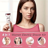 economico Rasatura e depilazione-Rasoio elettrico senza fili 4 in 1, set di rifinitura portatile ricaricabile, rasoio indolore per tutto il corpo, set di rasatura per sopracciglia, naso, viso, bikini, gambe e ascelle