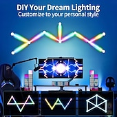 Недорогие Умный ночной свет-RGB светодиодные умные светильники игровые линии света Bluetooth приложение музыкальная синхронизация домашнего стенового креативного освещения световые панели с 24-кнопочным RF пультом управления