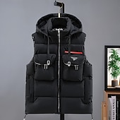 preiswerte Men&#039;s Vest-Herren Puffer Weste Kapuzenweste Gepolstert Weste Steppweste Täglich Verabredung Urlaub Modisch Brautkleider schlicht Herbst Winter Tasche Abnehmbare Kapuze Polyester warm halten Komfortabel Feste