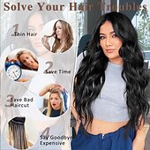 abordables Clip dans les extensions-Bouclé Clips Cheveux Synthétiques Longue Extension des cheveux A Clipser 4 pièces Résistant à la chaleur Femme