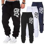 economico pantaloni da jogging-Per uomo Drago Pantaloni da tuta Joggers Pantaloni Misura del girovita medio Vita elastica con coulisse Moda All'aperto Abbigliamento Quotidiano Casuale Tasca Primavera Autunno Inverno Stampa 3D Nero
