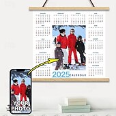 お買い得  ハンガー付きポスター-カスタムカレンダー 2025 カレンダーポスター ハンガー付き ウォールアート キャンバスプリントとポスター パーソナライズされたポスター