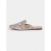 voordelige Damesklompen &amp; Muiltjes-dames versierde instapmuiltjes met strass – glamoureuze platte schoenen met puntige neus voor bruiloften en speciale gelegenheden