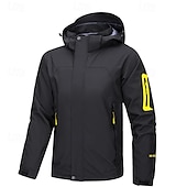 abordables Softshell, polares y chaquetas de montaña-Hombre La chaqueta con capucha Chaqueta Softshell Chaqueta para senderismo Al aire libre Bloque de color Resistente al Viento Resistente al Agua Chaqueta cortavientos Viaje Negro Azul Beige Gris