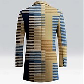 economico cappotto leggero da uomo-Per uomo A strisce Cappotto invernale Giacca in pile Cappotto Termale Comodo Lavoro Informale Formale Da tutti i giorni Bottoni Stampa 3D Tasca frontale Inverno Collo ripiegabile Manica lunga Giallo