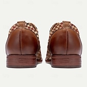 economico Semi-formale-scarpe oxford da uomo con motivo pied de poule - motivo a scacchi marrone e rosso vintage, dettagli in similpelle, perfette per occasioni formali e casual