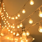 abordables Guirlandes lumineuses à piles-Guirlande lumineuse de Noël à bulles de cristal, 5 m, 50 LED, alimentée par batterie, pour sapin de Noël, nouvel an, fête, maison, jardin, balcon, pendentif, camping en plein air, mariage, décoration