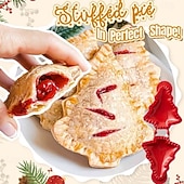 voordelige Keuken-kerst one-press hand taartvormer, kerstkoekjesvormen voor appeltaart en gebak, kerstkoekjesvorm en taartkorstpersgereedschap