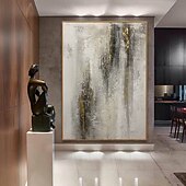 preiswerte Pop-Ölgemälde-handgemaltes Ölgemälde mit Folie, goldenes Ölgemälde, abstrakte graue Gemälde auf Leinwand, handgefertigtes Acrylgemälde mit reichhaltiger Struktur, moderne Wandkunst, handgemaltes Kunstwerk für die