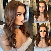 economico Parrucche lace front capelli veri-parrucca frontale in pizzo 13x4 con capelli umani remy brasiliani parrucca color castano chiaro attaccatura naturale parrucche senza colla 100% capelli vergini pre-pizzicate per parrucche da donna