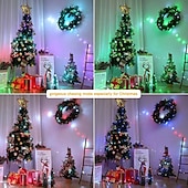 abordables Enchufe eléctrico-Luces de hadas LED inteligentes de 10 m, luces de cadena que cambian de color RGB y blanco cálido controladas por aplicación con sincronización de música y 20 escenas para decoración de Navidad, dormitorio, pared y manualidades