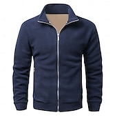 preiswerte Herrenjacken &amp; Herrenmäntel-Herren Winterjacke Freizeitjacke Täglich Urlaub warm Tasche Vlies Herbst Winter Glatt Modisch Strassenmode Ständer Standard Schwarz Hell Gray Armeegrün Dunkelblau Jacken