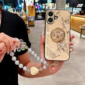 cheap iPhone Cases-Phone Case For iPhone 16 Pro Max Plus iPhone 15 Pro Max Plus iPhone 14 13 12 11 Pro Max Plus iPhone 14 Pro Max iPhone 13 12 11 Pro Max Back Cover with Stand Holder with Wrist Strap Shockproof Retro