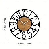 economico Decorazioni da parete-orologio da parete arte semplice orologio da esterno 16 pollici arte in ferro numeri romani in legno grande orologio da esterno retrò aperto quadrante silenzioso al quarzo a batteria orologio