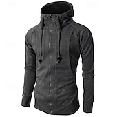 voordelige basic hoodies voor heren-Voor heren Hoodie met rits Hoodie met volledige rits Fleece hoodie Zwart Wijn Leger Groen Marineblauw Khaki Capuchon Effen Rits omhoog Zak Sport &amp; Outdoor Dagelijks Feestdagen Polyester Streetwear